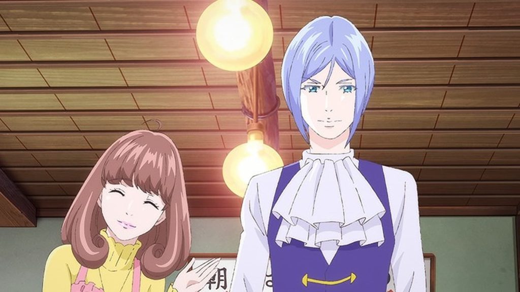 Astro Note Ep. 10 screenshot showing Mira introducing everyone at Astro Lodge to Shoin.