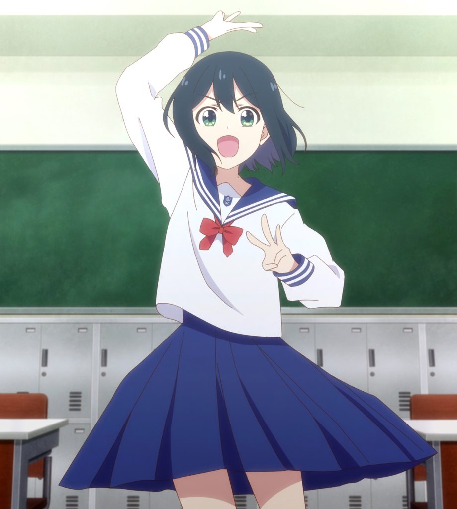 Senpai is an Otokonoko Ep. 10 "Their Feelings" screenshot showing Saki about to high-five her friends.