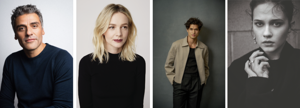 BEEF season 2 cast (L-R): Oscar Isaac, Carey Mulligan, Charles Melton, Cailee Spany