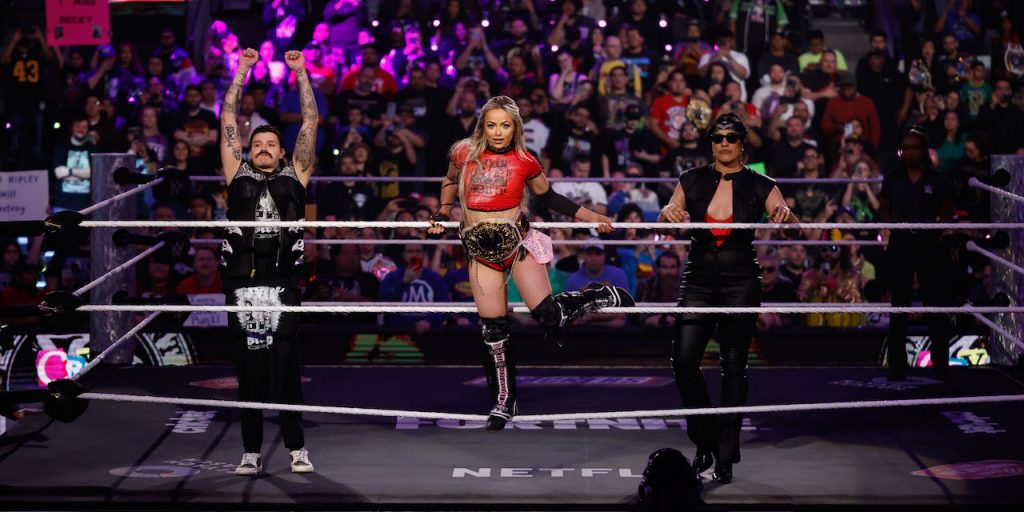 WWE Raw on Netflix Premiere - Liv Morgan, Dominik Mysterio, and Raquel Rodriguez