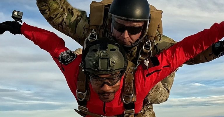 Anthony Mackie skydiving.